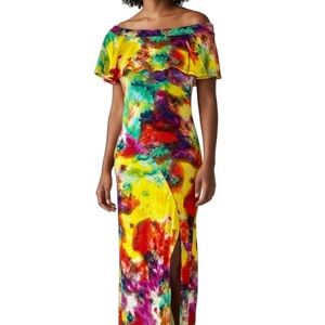 DEREK HEART Maxi Dress Bodycon Tie Dye Colorful Hawaii Beach Vacation Small